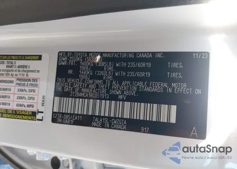 2024 Lexus Rx 350 Premium из США, поврежденный, VIN 2T2BAMCA1RC051913